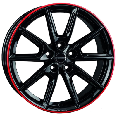 Borbet LX18 black glossy rim red 8,00x18 5x114,30 ET48,00