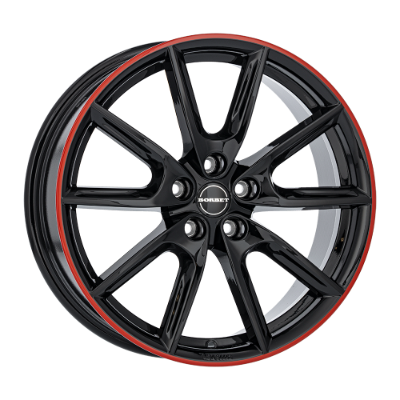Borbet LX19 black glossy rim red 8,00x19 5x114,30 ET45,00